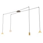 Emibig Suspension Luminaire Fuji Acier Dorée | Convient pour 1x E14 - Max 10W, 1x GU10 - Max 10W, 2x GX53 - Max 10W