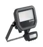 Ledvance Projecteur LED Aluminium Noir 8W 1100lm 100D - 830 Blanc Chaud | IP65 - Détecteur De Mouvement Et De Lumière - Symétrique