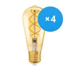 Lot 4x Ledvance Vintage 1906 LED E27 Poire Dorée 4W 300lm - 820 Blanc Très Chaud | Dimmable - Équivalent 25W