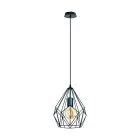 Eglo Suspension Luminaire Carlton Acier Noir | IP20 - Convient pour 1x E27 