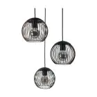 Eglo Suspension Luminaire Almanzora Acier Noir Cuivre | IP20 - Convient pour 3x E27 