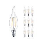 Voordeelpak 10x Philips Corepro LED Kaars E14 gebogen punt Filament Helder 2W 250lm - 827 Zeer Warm Wit | Vervangt 25W
