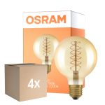 Voordeelpak 4x Osram Vintage 1906 LED E27 Globe Filament Gold 95mm 7W 600lm - 822 Extra Warm White | Dimmable