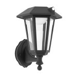 Eglo Wandlamp Prietta Solar Zwart 6W 800lm - 827 Zeer Warm Wit | IP44 - Bewegingssensor