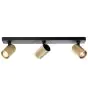 Brilliant Marty Plafondlamp Aluminium Zanderig Zwart Goud 15W 1050lm - 830 Warm Wit | Incl. 3x GU10