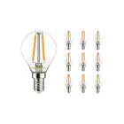 Voordeelpak 10x Noxion Lucent Lustre LED E14 Kogel Filament Helder 2.5W 250lm – Dimbaar - Vervangt 25W