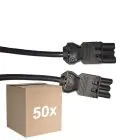 Voordeelpak 50x Noxion GST - Compatibel Verlengkabel Zwart - Mannelijk + Vrouwlijk - 1m - 3 pole 1,5mm2