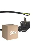 Voordeelpak 50x Noxion Power Voedingskabel Zwart - Schuko Europlug + Open uiteinden - 5m - 3 pole 0,75mm2