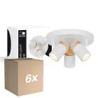 Voordeelpak 6x D'Lite Plafondlamp Beitem Mat Wit FSC Hout | Geschikt Voor 3x GU10